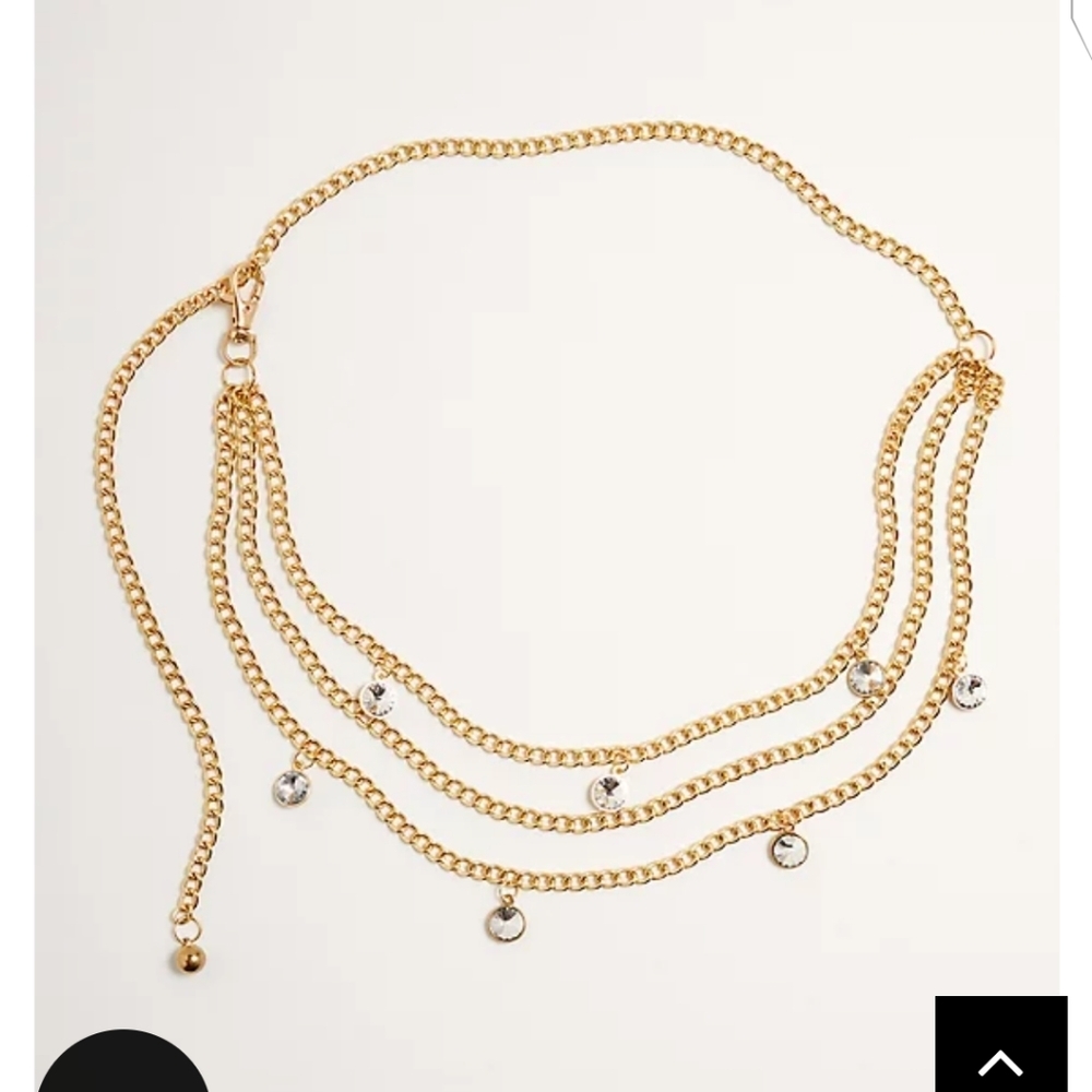 🆕✨1X/2X CHAIN BELT WITH RHINESTONE CHARMS - GOLD TONE✨